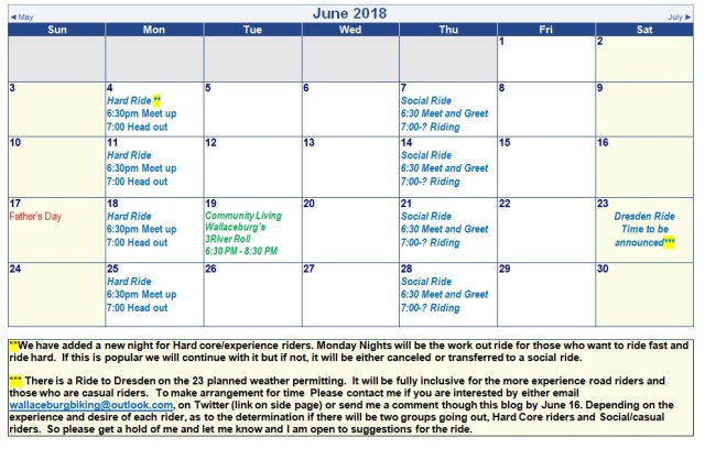June bike calendar
